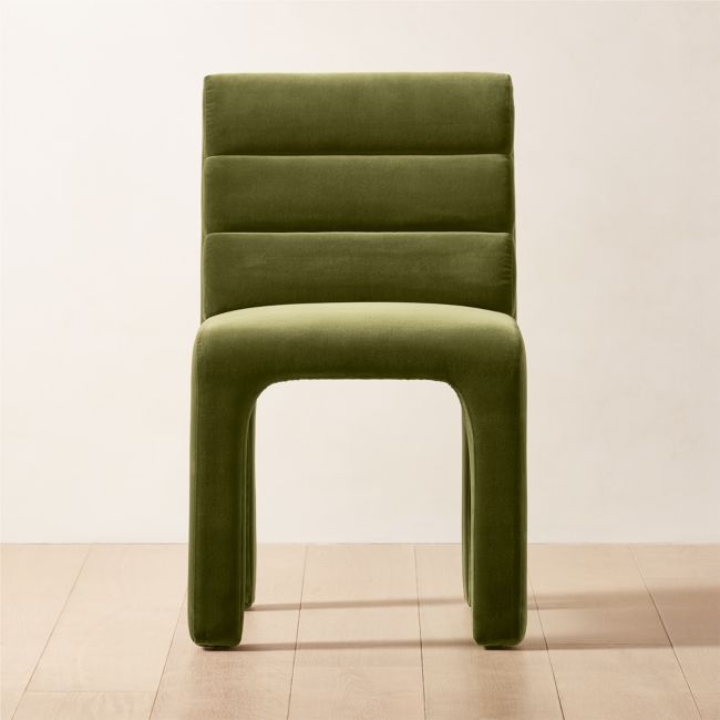 Castell Green Velvet Channel Tufted Dining Chair - Image 0