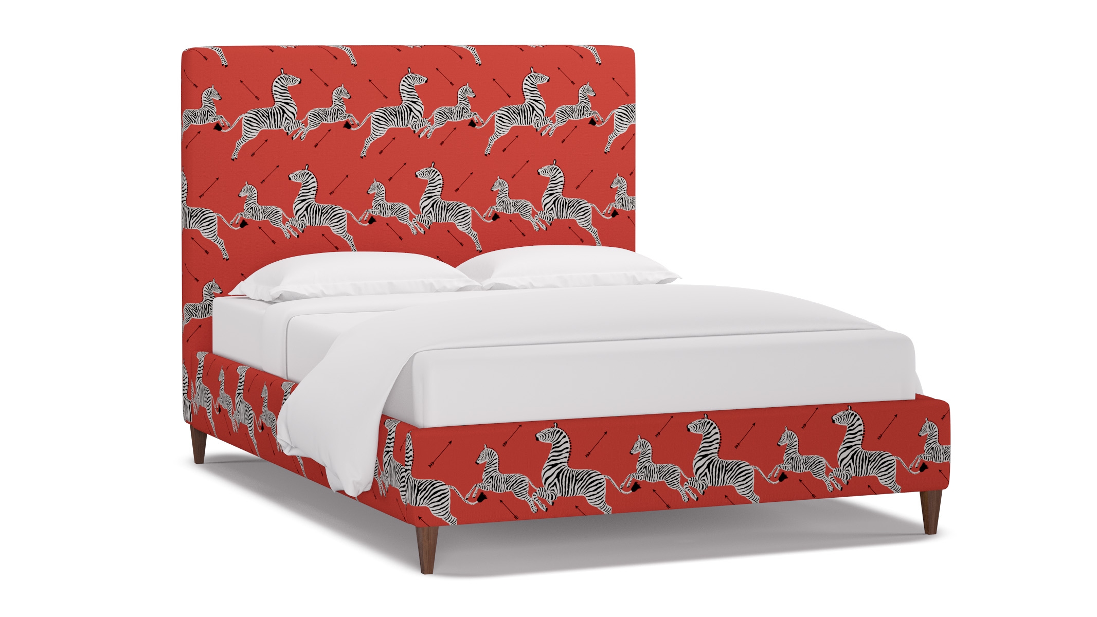 Classic Bed, Coral Zebra, Walnut Square Tapered Leg, Full - Image 1