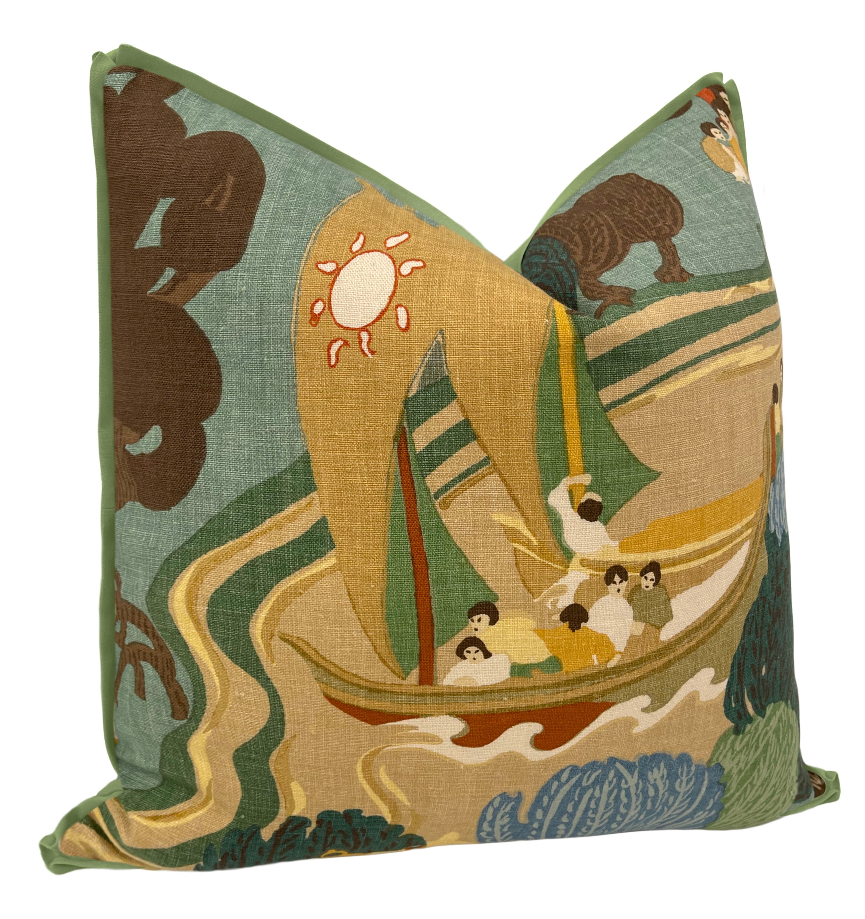 PEARL RIVER // JADE | SCHUMACHER - 20” X 36” KING SHAM / BUTTERFLY FLANGE / Eucalyptus - Image 1