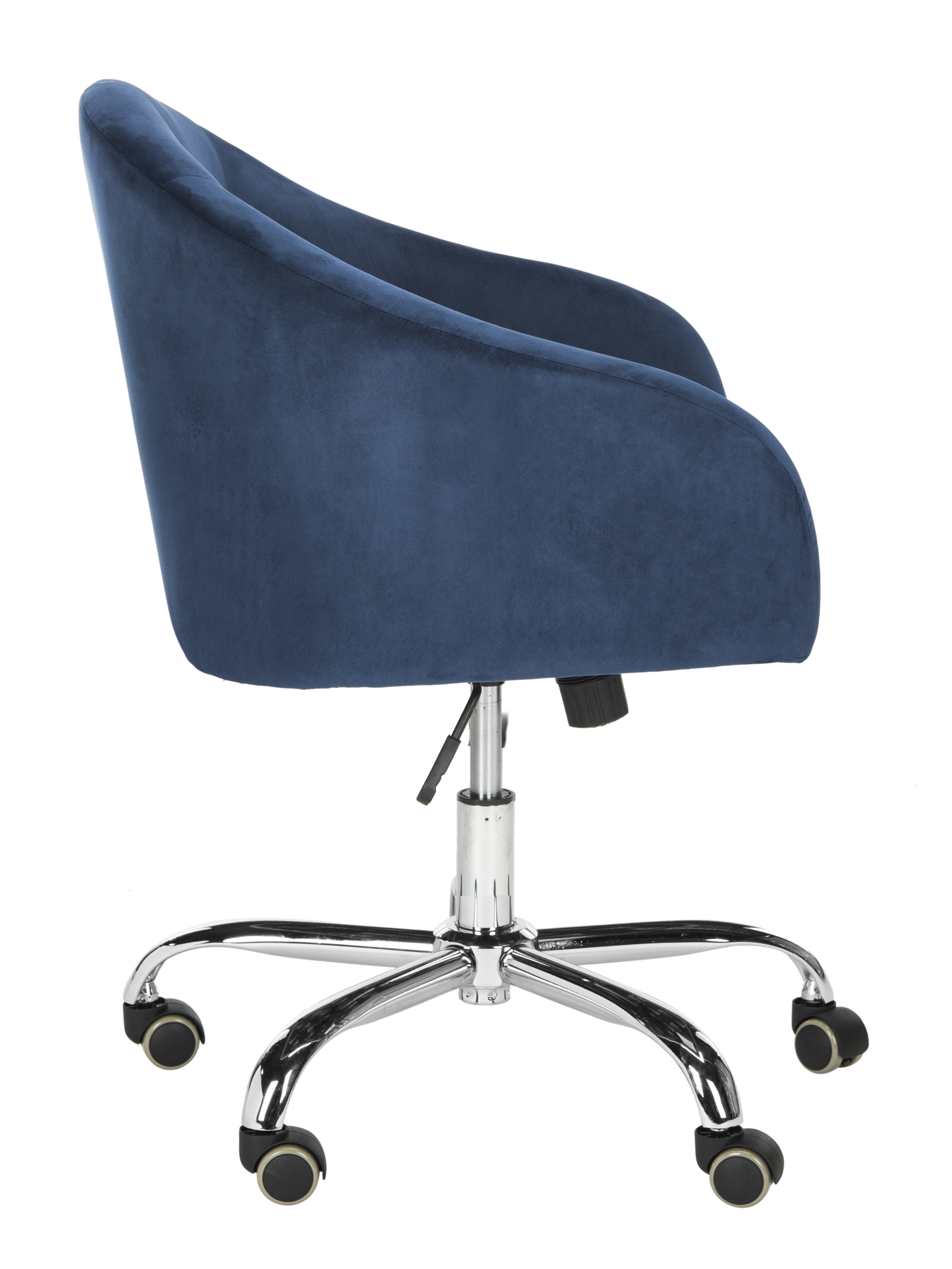 Amy Tufted Velvet Chrome Leg Swivel Office Chair - Navy/Chrome - Safavieh - Image 2