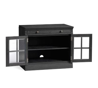 Livingston Double Glass Door Cabinet with Top, Dusty Charcoal - Image 2