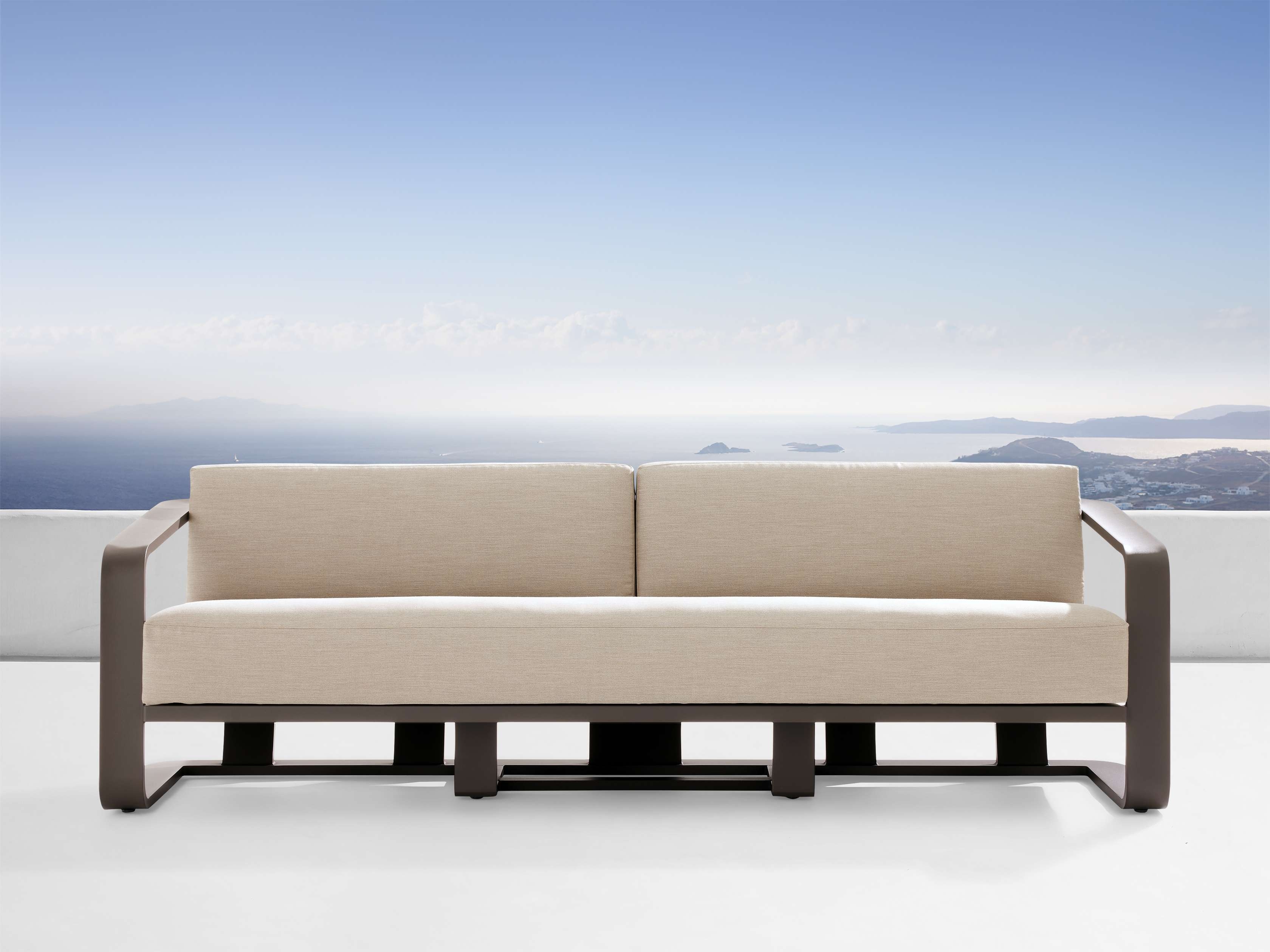 Sonoma Outdoor Sofa Aluminum in Brown  Rosemount Taupe/96" - Image 0