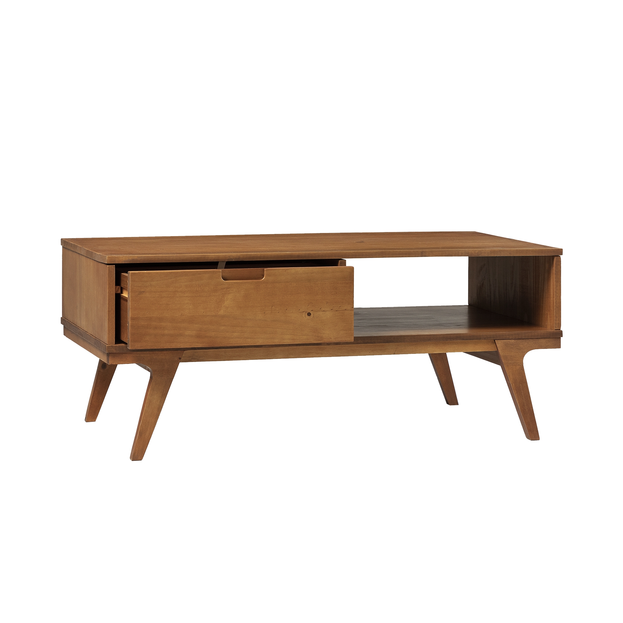Mateo 1 Drawer Bridge Leg Solid Wood Coffee Table - Caramel - Image 4