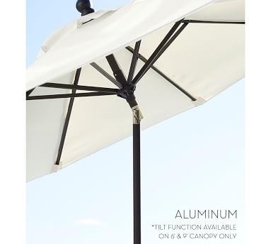 9' Round Market Umbrella with Aluminum White Pole, Outdoor Canvas; Ink Blue - Image 1