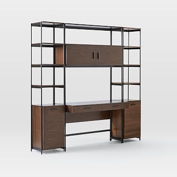 Foundry Narrow Bookcase + Desk Set, Dark Walnut - Image 2