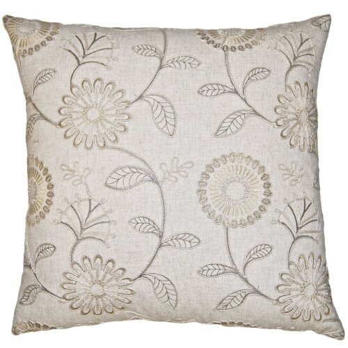 Square Feathers Driftwood Floral Pillow Cover & Insert - Image 0