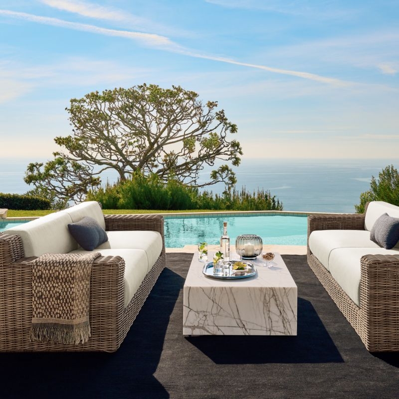 Maylin All-Weather Rattan Outdoor Armless Chair with Warm White Sunbrella® Cushions - Image 5