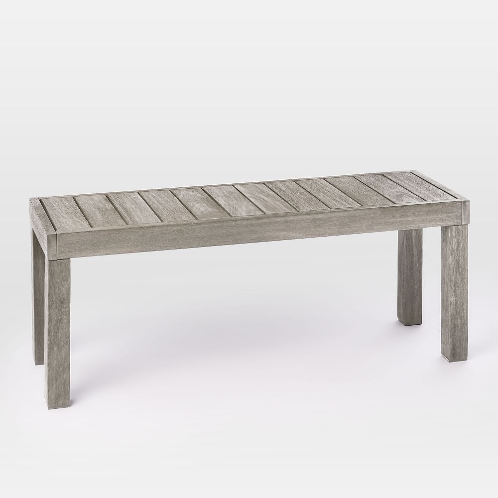 Portside Outdoor Dining Bench, 47", Weathered Gray - Image 0
