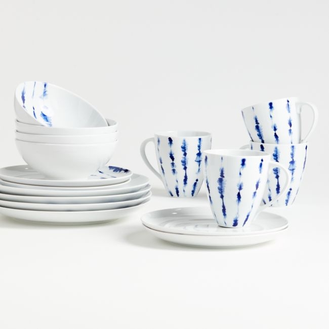 Omri 16-Piece Blue and White Dinnerware Set - Image 0