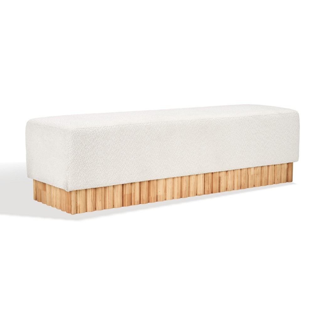 Tylie Boucle & Wood Bench - Ivory / Natural - Image 4