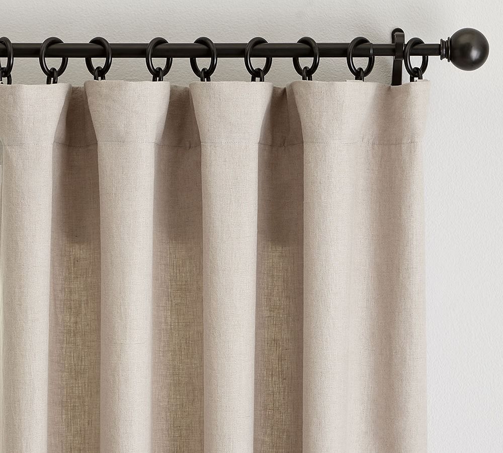 Custom Classic Belgian Flax Linen Rod Pocket Blackout Curtain, Dark Flax, 42 x 47" - Image 0