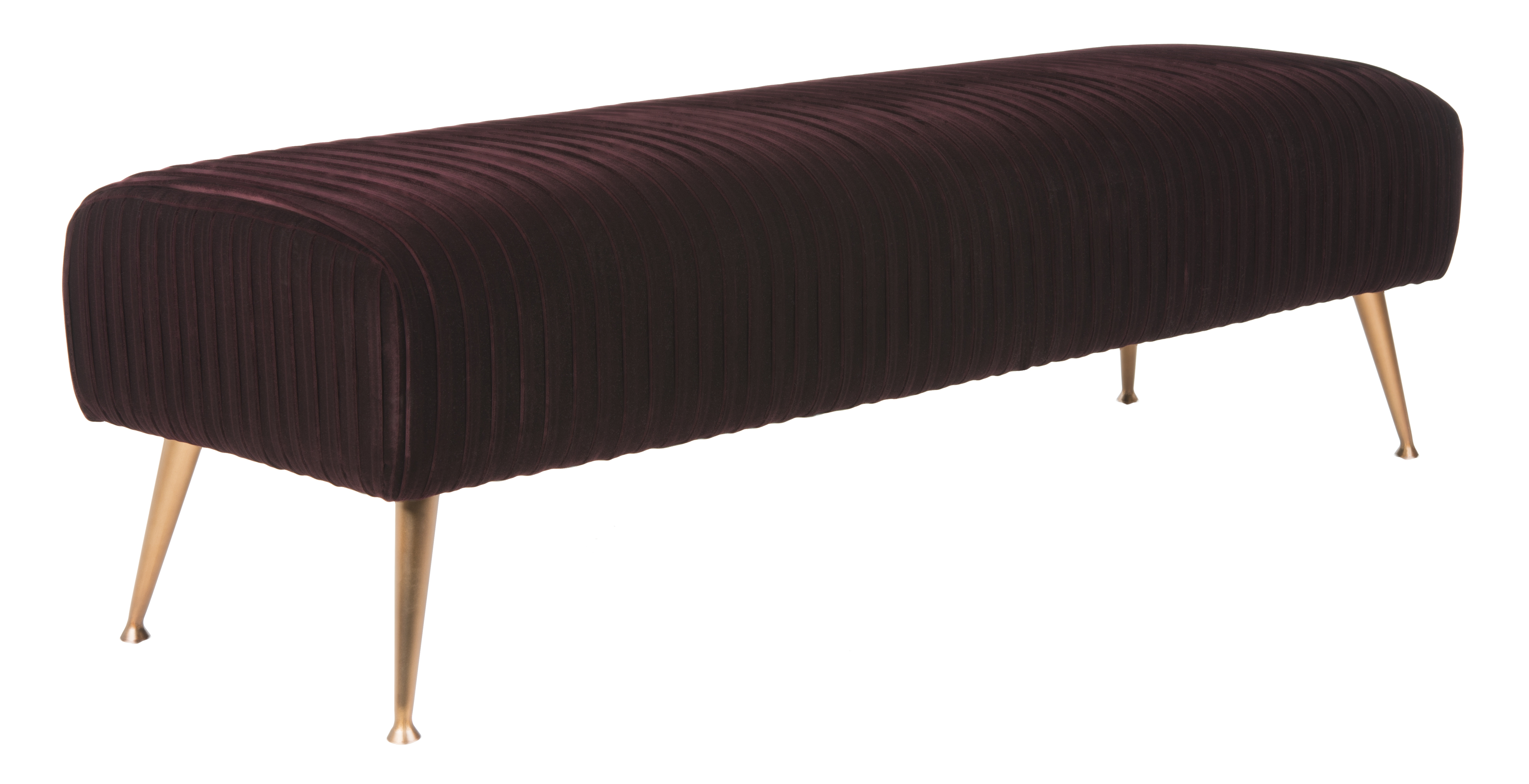 Salome Velvet Bench With Antique Brass Legs - Giotto Cabernet - Safavieh - Image 1