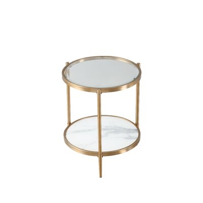 Lim Glass Top 3 Legs End Table with Storage - Image 0