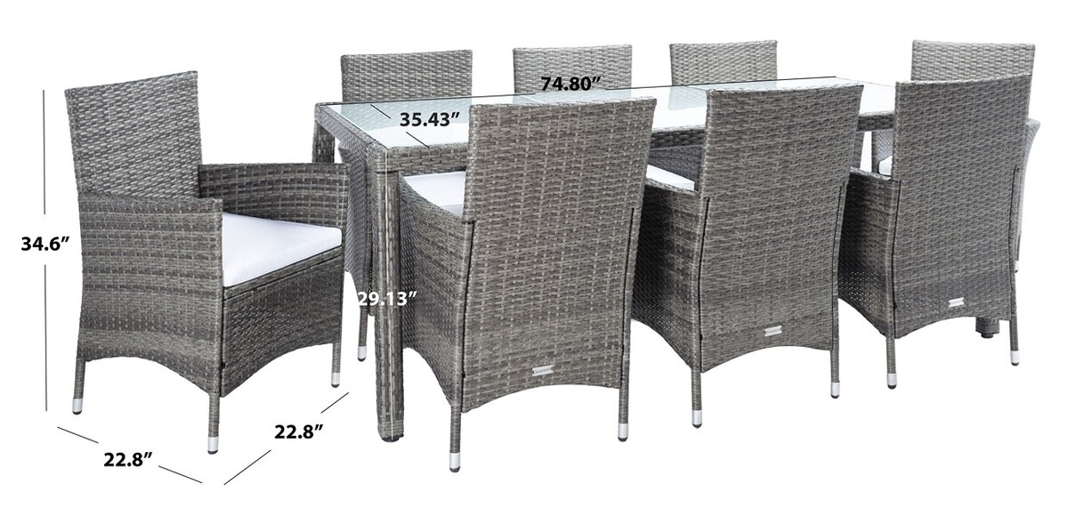 Hailee Dining Set - Grey Brown/White - Safavieh - Image 3