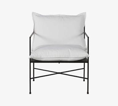Blithdale Lounge Chair Cushion, Sunbrella(R) - Outdoor Linen; Navy - Image 5