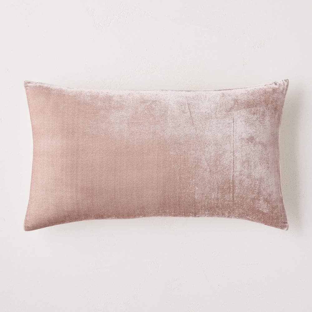 Lush Velvet Pillow Cover, 12"x21", Dusty Blush, Set of 2 - Image 0