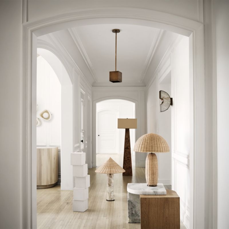 Gains Burlwood Floor Lamp with Linen Shade by Brigette Romanek - Image 4