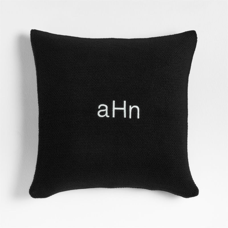 Organic Cotton Basketweave 20x20 Ink Black Throw Pillow Cover - Image 2