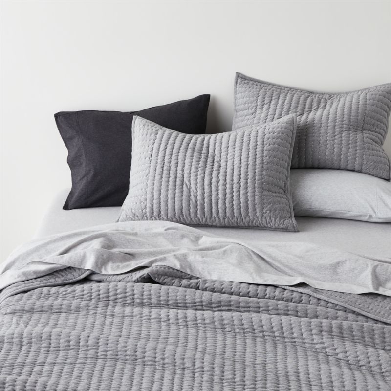 Cozysoft Organic Cotton Jersey Charcoal Grey King Pillow Sham - Image 2