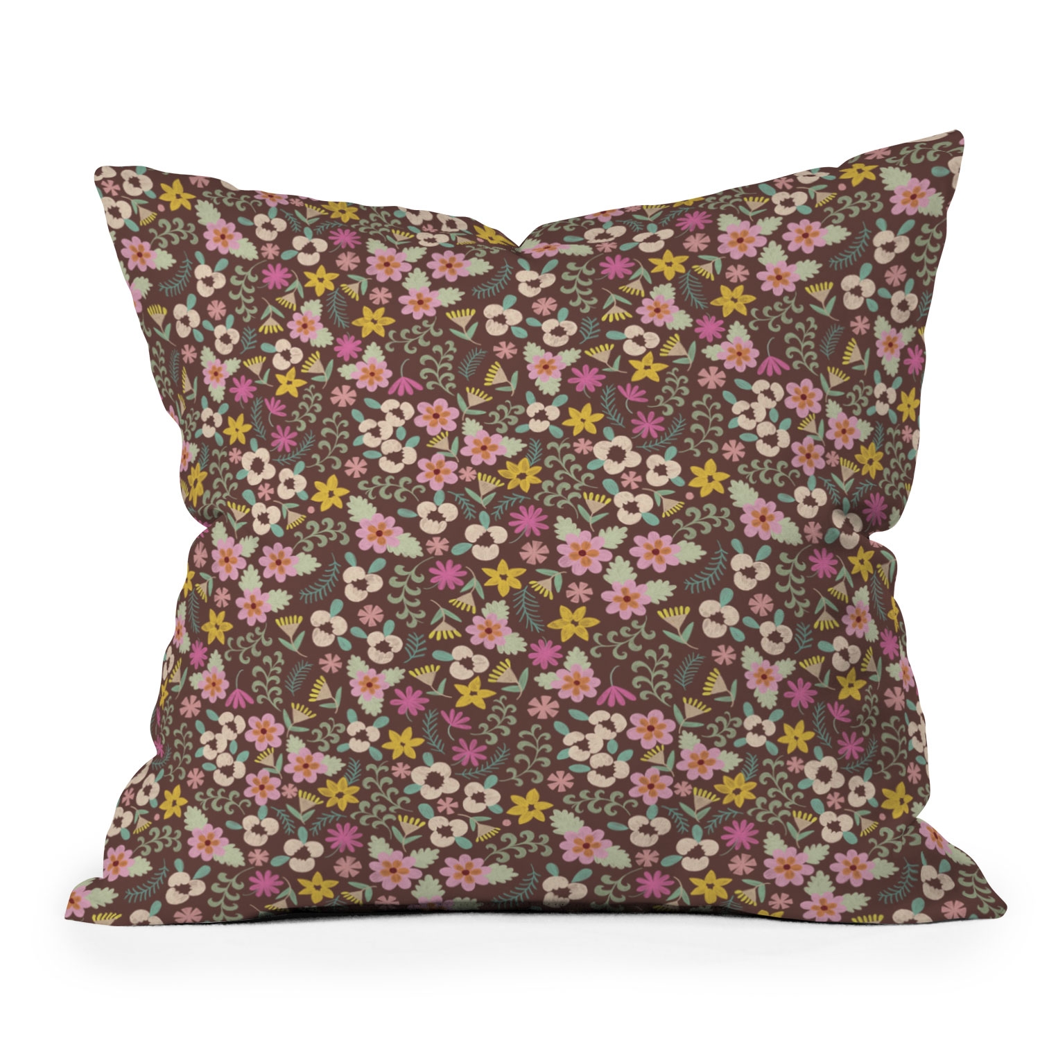 Ditsy Floral 3 by Pimlada Phuapradit - Indoor Throw Pillow 20" x 20" - Image 0