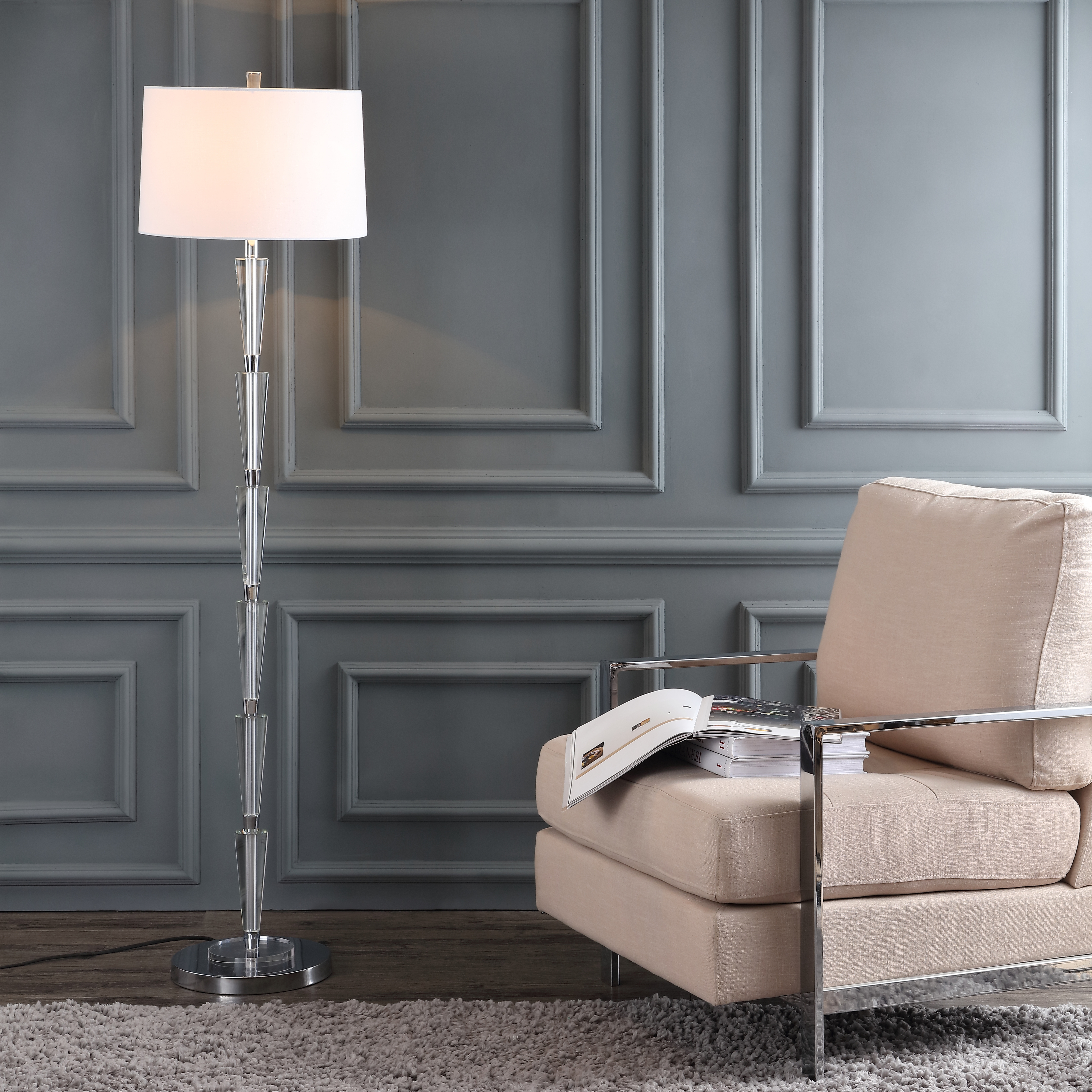 Stellan Floor Lamp - Chrome/Clear - Arlo Home - Image 0