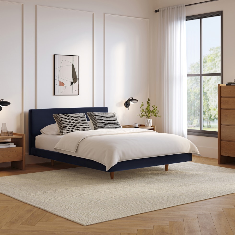 Tessu Queen Low Profile Velvet Bed - Hale Ink - Image 0