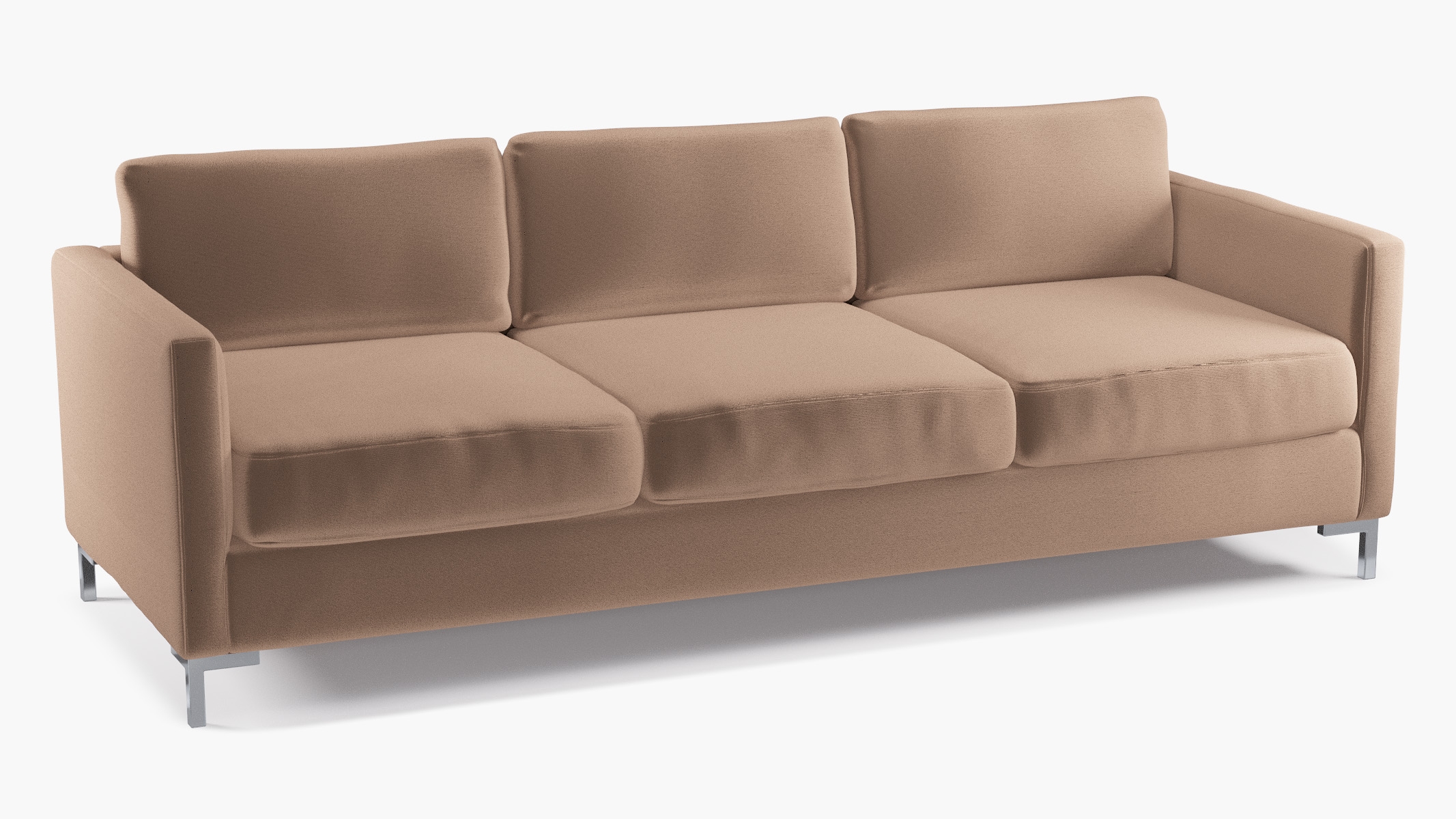 Modern Sofa, Mink Performance Plush Velvet, Chrome L Leg - Image 1