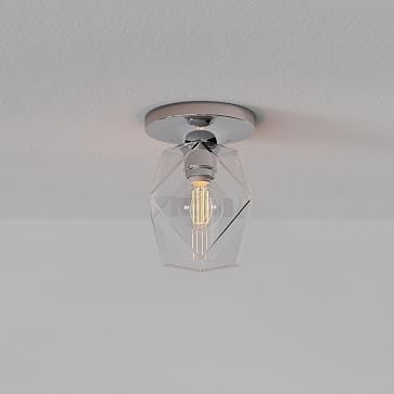 Sculptural Flush Mount Chrome Clear Glass Faceted 5.5" - Image 0