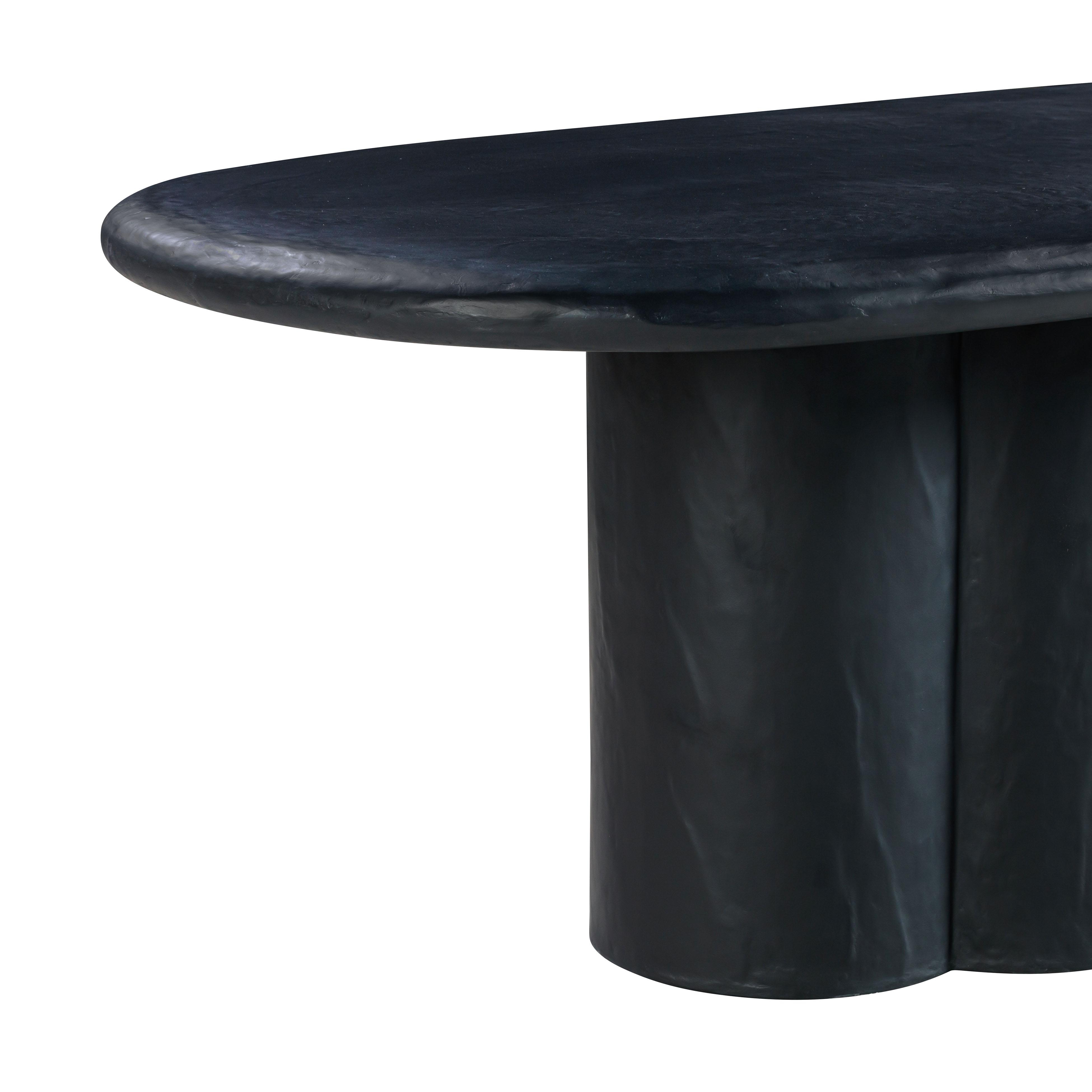 Elika Black Faux Plaster Oval Dining Table - Image 6