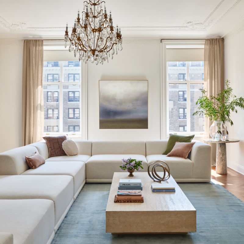 Faible 6-Piece U-Shaped White Performance Fabric Deep Depth Sectional Sofa with Right-Arm - Image 11