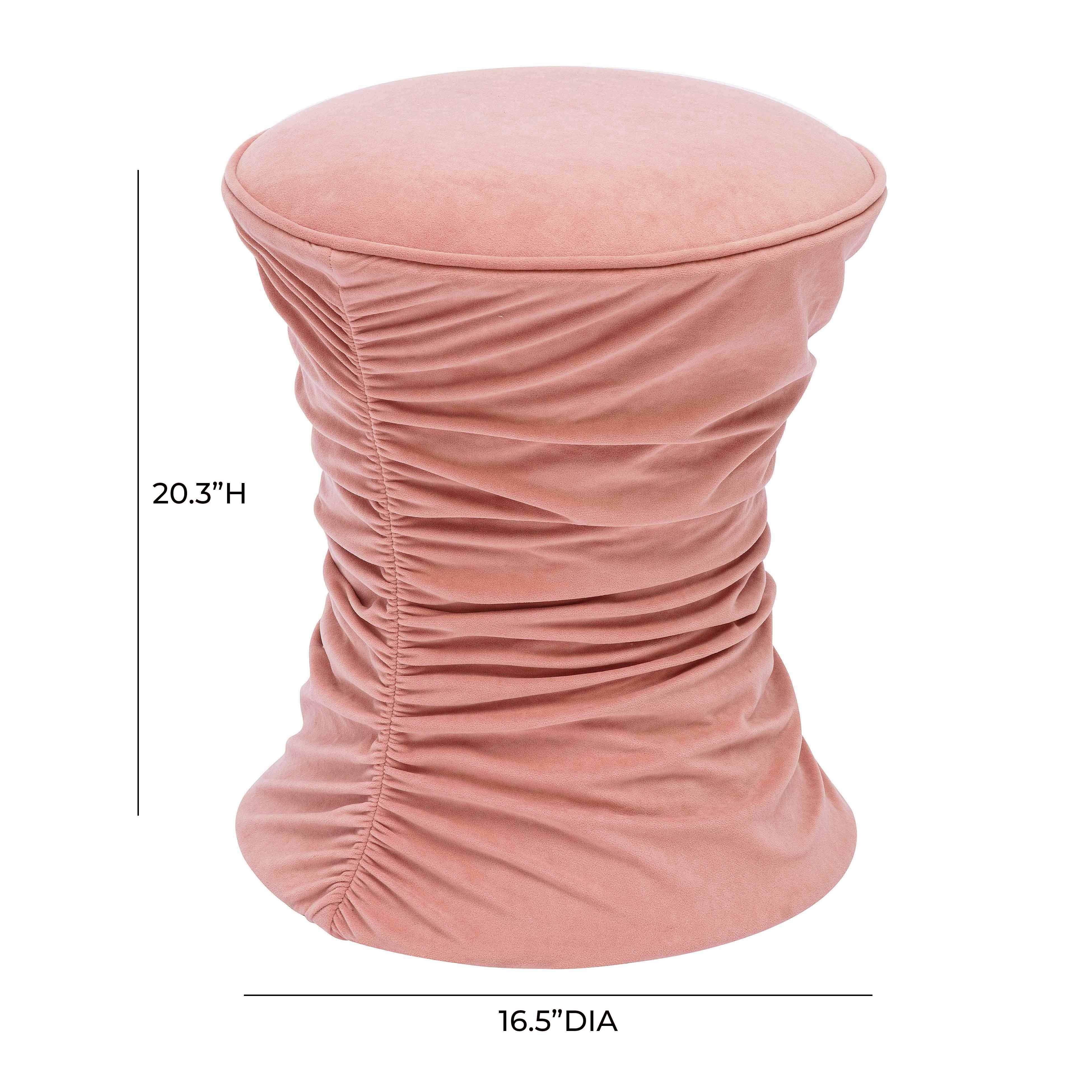 Bounce Rose Pink Ruched Velvet Adjustable Ottoman - Image 6