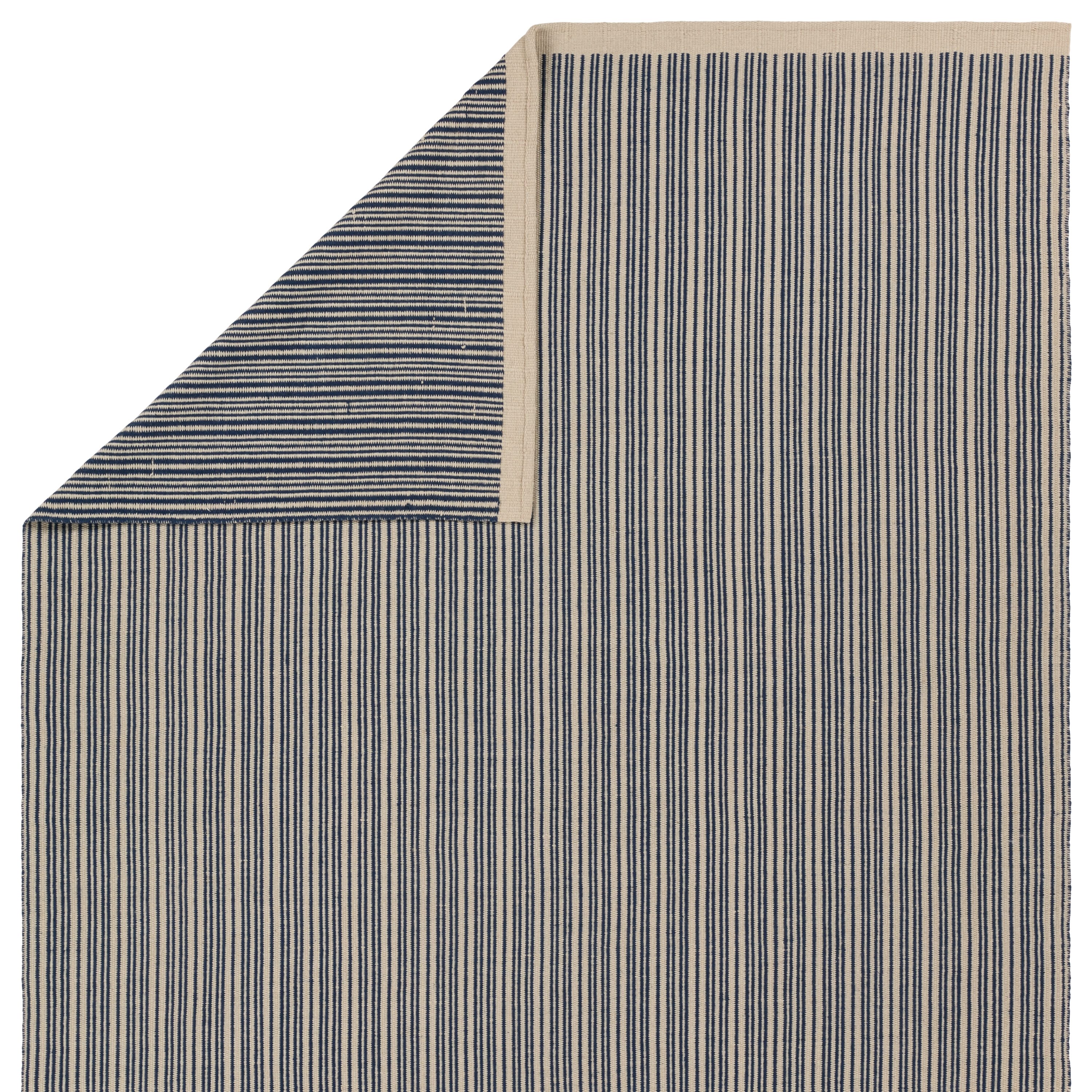 Moren SDR03 Handmade Outdoor Striped Dark Blue and Cream Area Rug (7'9"x9'9") - Image 2