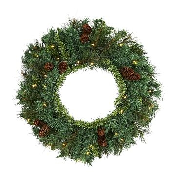 Mixed Pine W/ LED Lights And Berries Wreath, 24" - Image 3