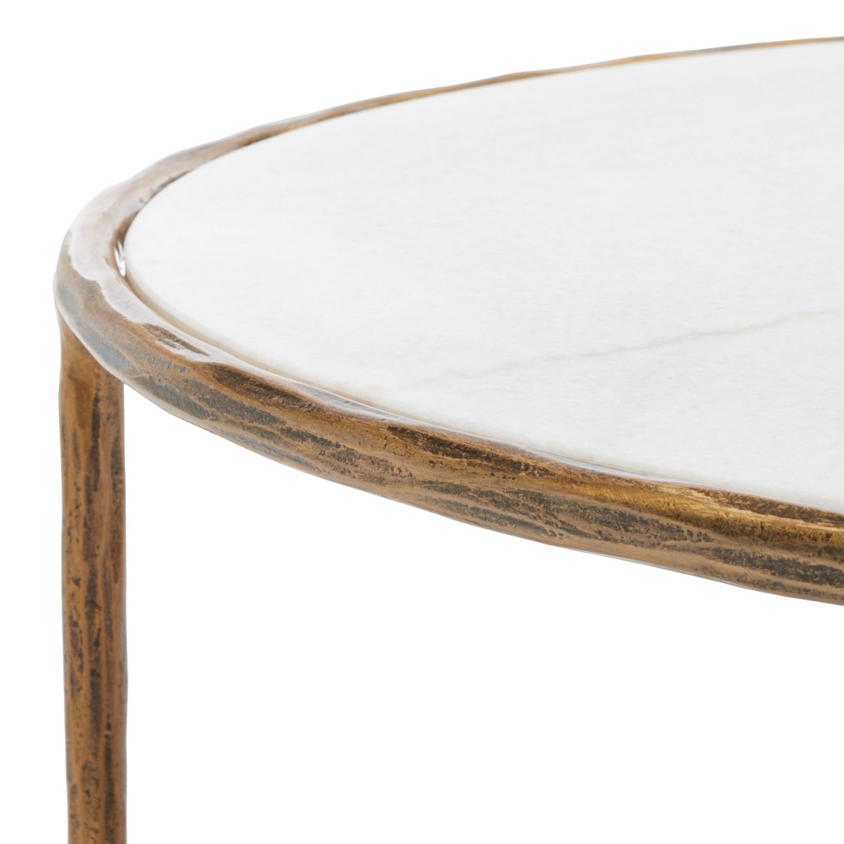 Jessa Oval Metal Coffee Table - Brass/White - Image 1
