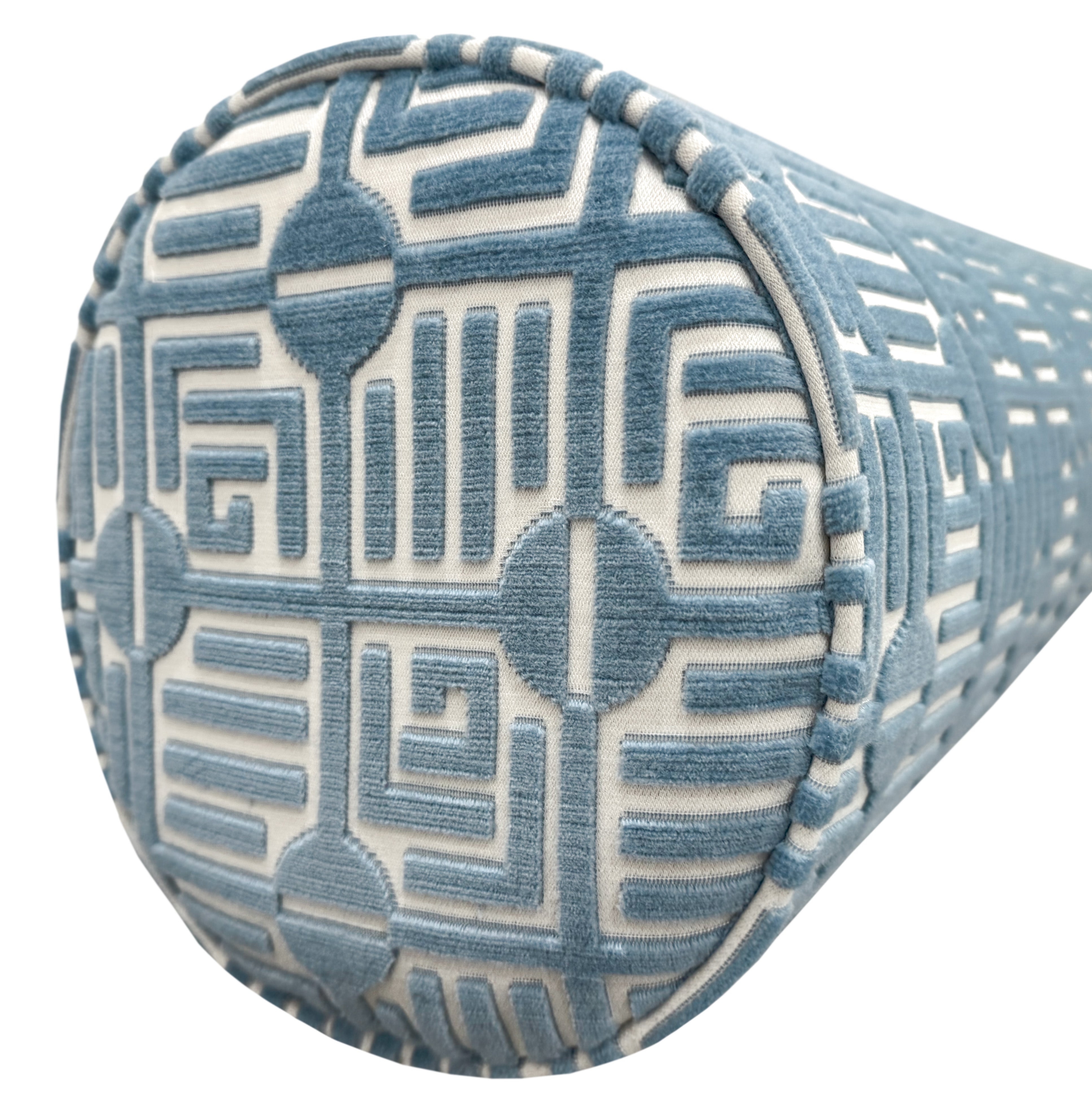THE BOLSTER :: LABYRINTH VELVET // BLUE | THIBAUT - TWIN XL // 9" X 30" - Image 3