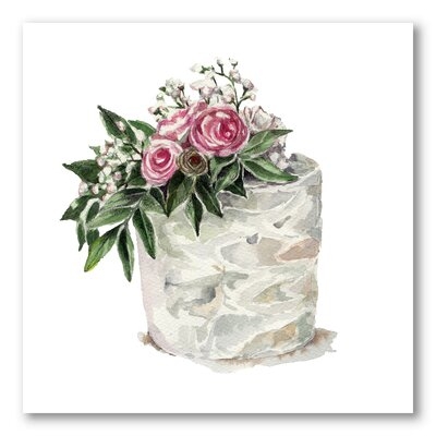 Pink Roses And White Flowers On Cake - Traditional Canvas Wall Art Print PT35484 - Image 0