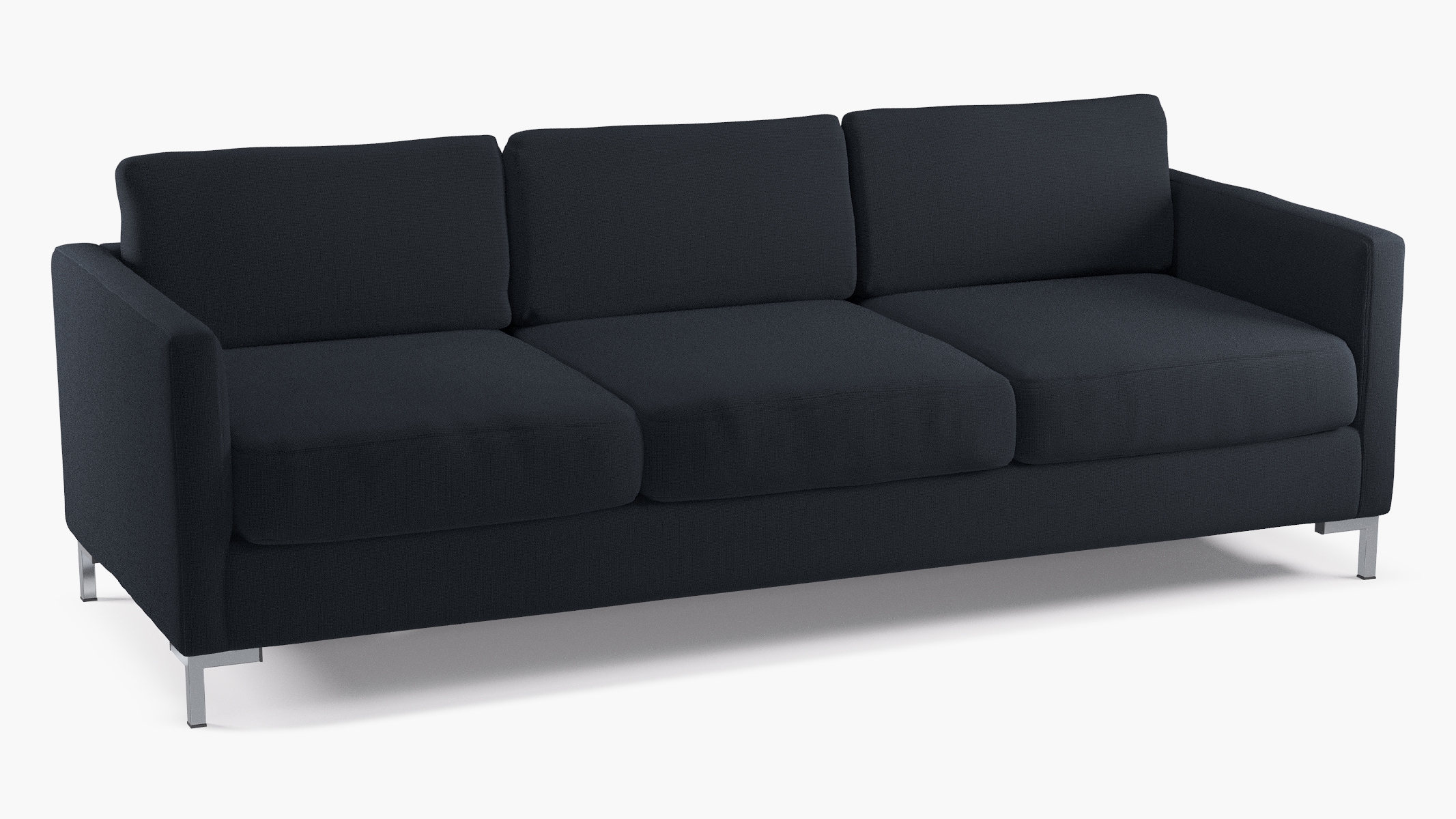 Modern Sofa, Navy Everyday Linen, Chrome - Image 1