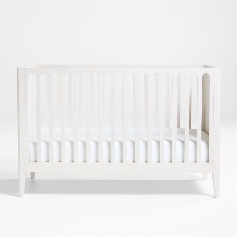 Archie Whitewashed Ash Wood Convertible Baby Crib - Image 3