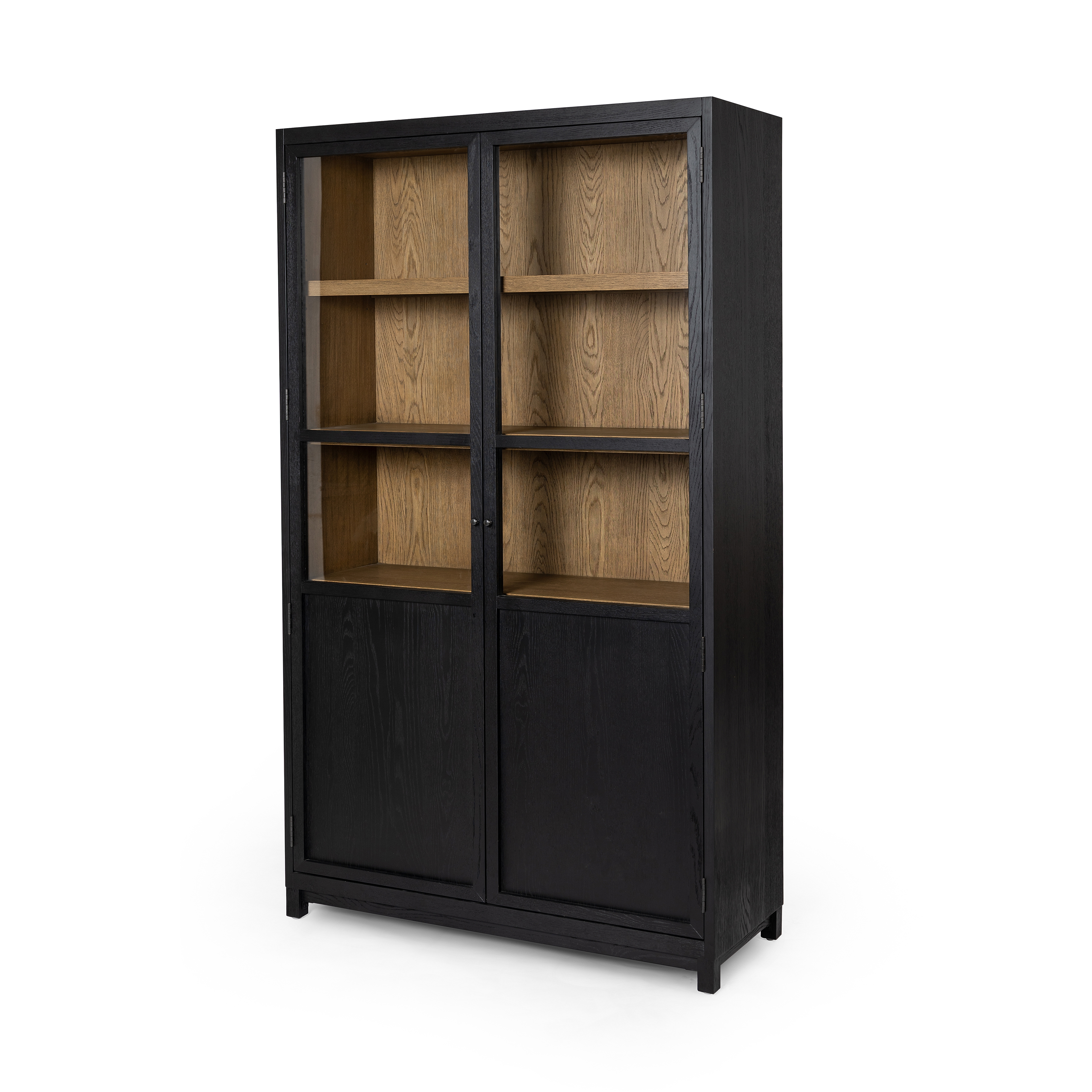 Millie Panel & Glss Door Cabinet-Mtt Blk - Image 0