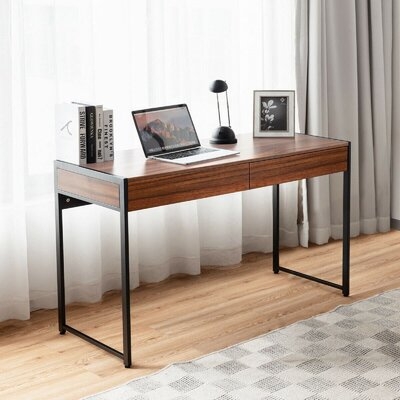 2-Drawer Computer Desk Study Table Home Office Writing Workstation-Brown - Image 0