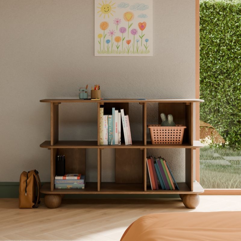 Babyletto Crosby Natural Walnut Wood Kids Open Bookcase - Image 1