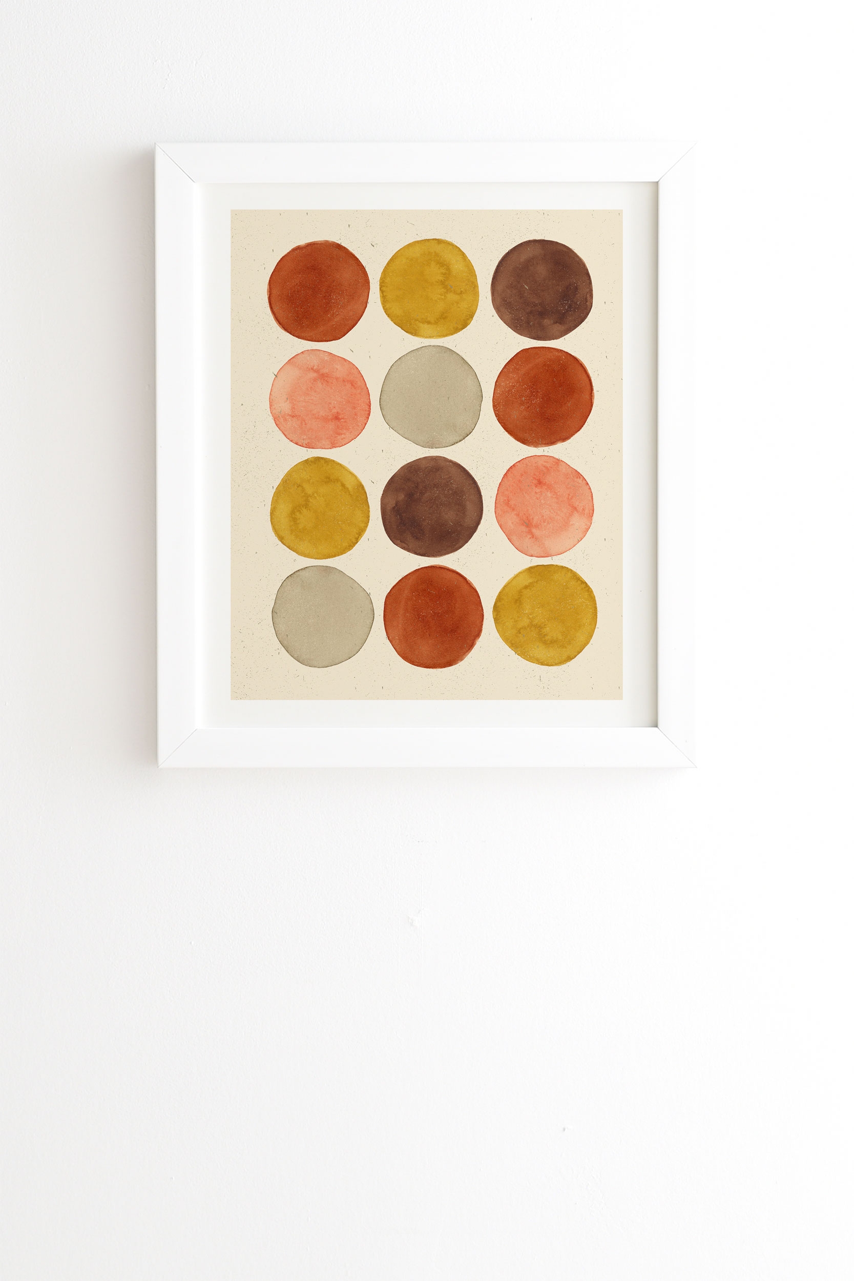 Watercolor Dots Rust Ochre by Pauline Stanley - Framed Wall Art Basic White 12" x 12" - Image 0