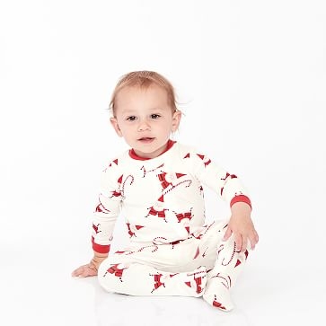 Modern Smiley Santa Nursery Pajama, 3-6 Months, Red, WE Kids - Image 1