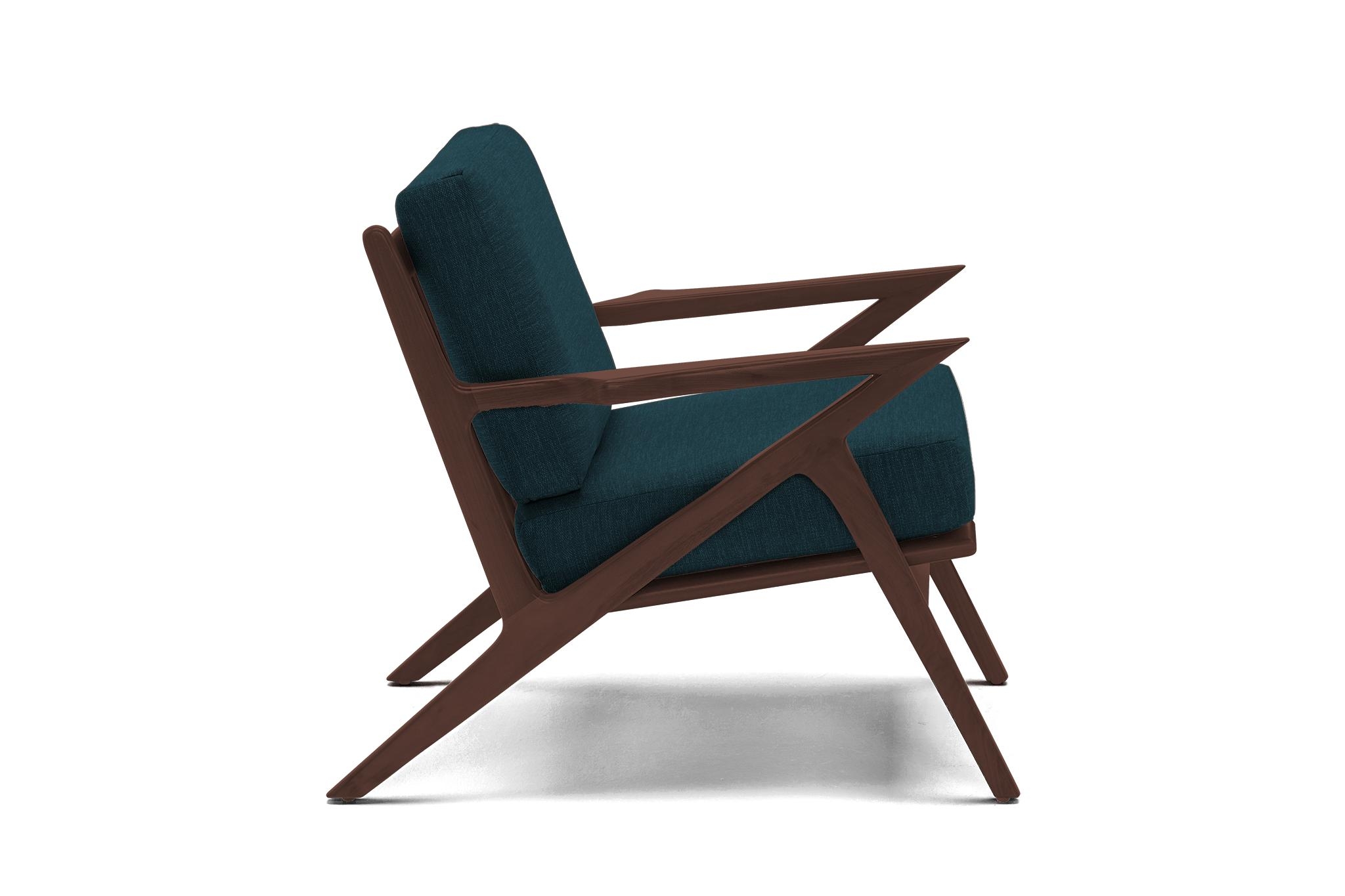 Blue Soto Mid Century Modern Apartment Chair - Sunbrella Premier Lagoon - Walnut - Image 2
