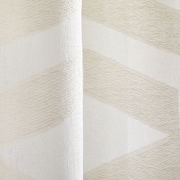 Sheer Clipped Jacquard Geo Curtain, Alabaster, 48"x108" - Image 1