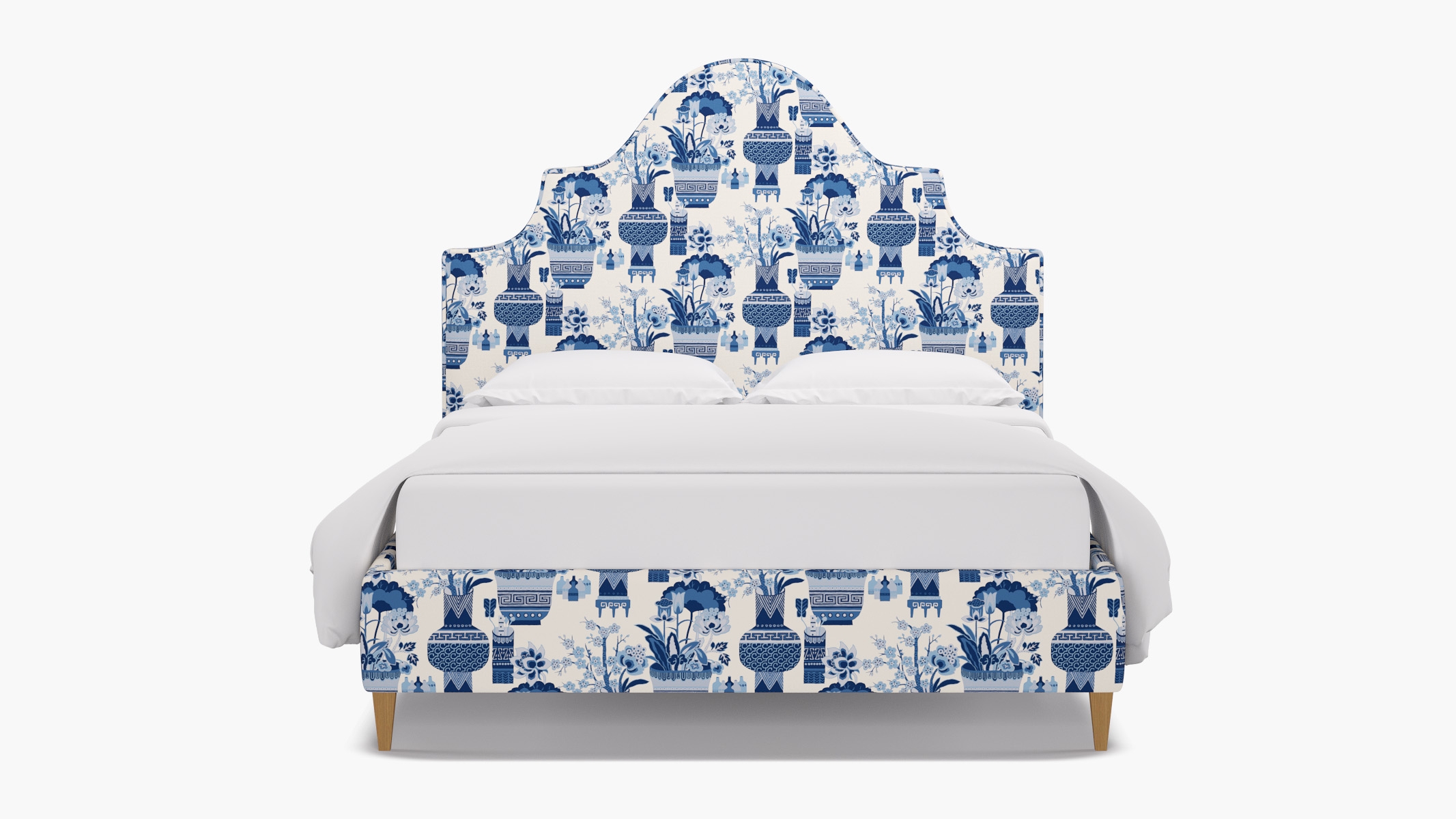 Statement Bed, Delft Kan-Shie, Natural Square Tapered Leg, King - Image 0