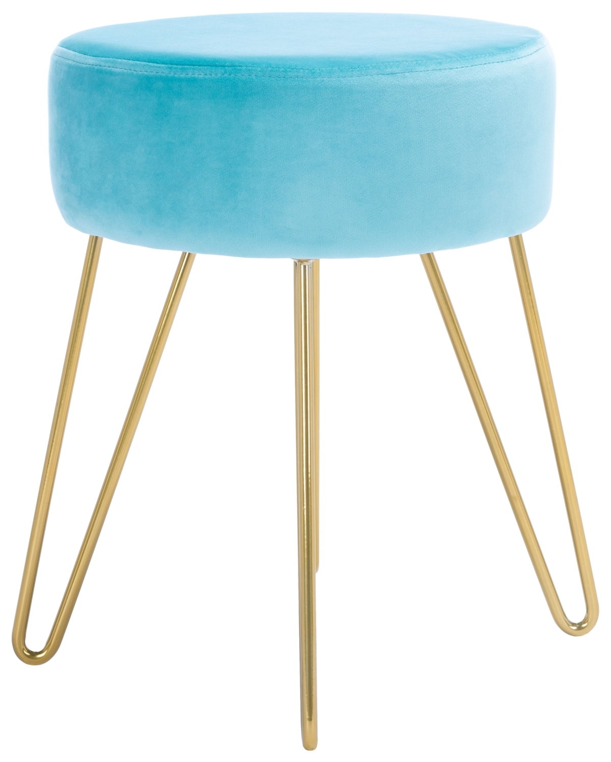 Abrea Round Ottoman - Aqua / Gold - Safavieh - Image 5