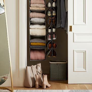 Soft Closet Storage - Hanging Closet Organizer + Shoe Pockets, Storm Gray - Image 2
