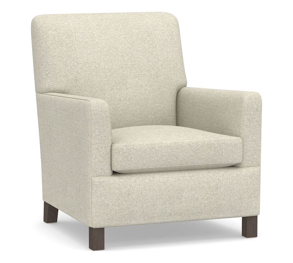 Howard Upholstered Armchair, Polyester Wrapped Cushions, Performance Heathered Basketweave Alabaster White - Image 0