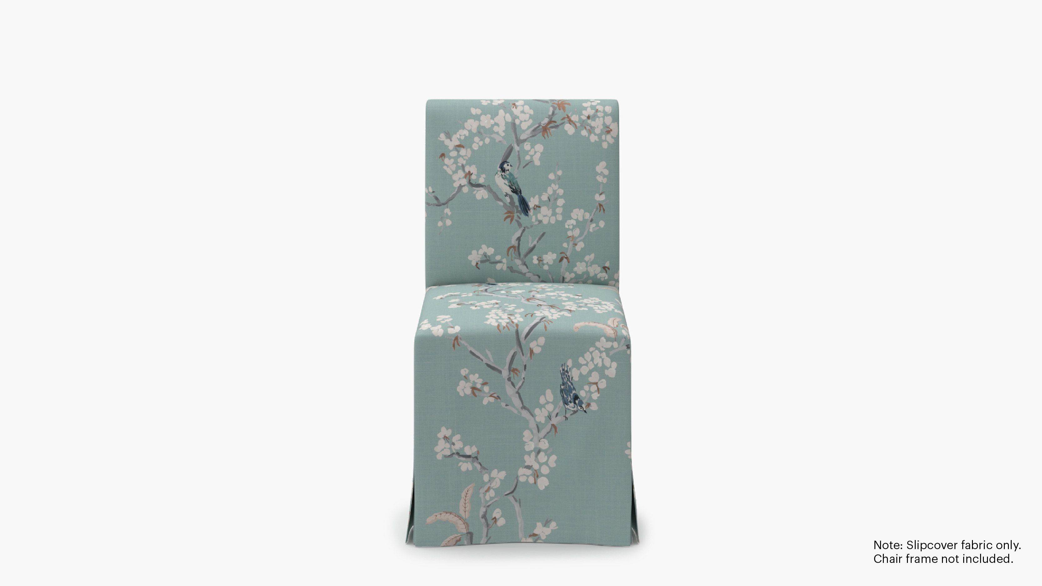 Slipcovered Signature Dining Chair - Cover Only, Mint Cherry Blossom - Image 0